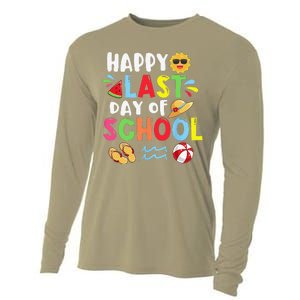 Happy Last Day Of School Summer Time Cute Sun Students Funny Cooling Performance Long Sleeve Crew