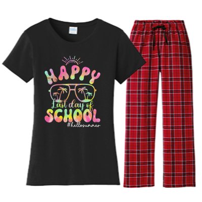 Happy Last Day Of School Hello Summer Students And Teachers Out For Summer Women's Flannel Pajama Set