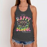 Happy Last Day Of School Hello Summer Students And Teachers Out For Summer Women's Knotted Racerback Tank