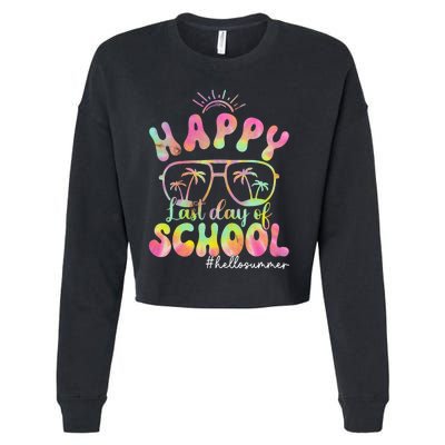 Happy Last Day Of School Hello Summer Students And Teachers Out For Summer Cropped Pullover Crew