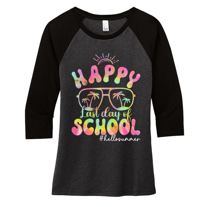 Happy Last Day Of School Hello Summer Students And Teachers Out For Summer Women's Tri-Blend 3/4-Sleeve Raglan Shirt