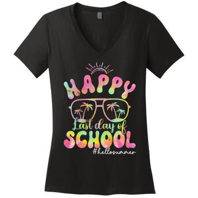 Happy Last Day Of School Hello Summer Students And Teachers Out For Summer Women's V-Neck T-Shirt