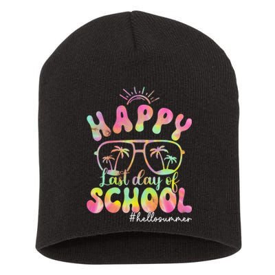 Happy Last Day Of School Hello Summer Students And Teachers Out For Summer Short Acrylic Beanie