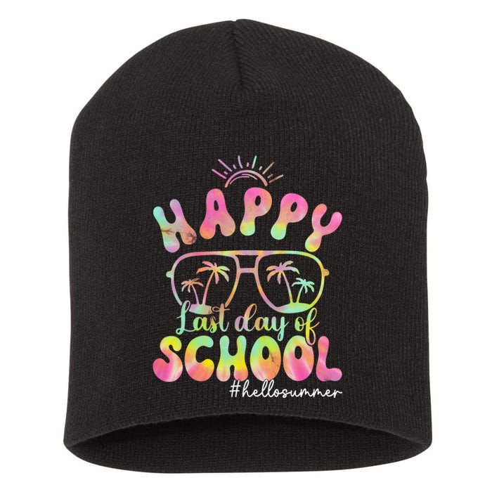 Happy Last Day Of School Hello Summer Students And Teachers Out For Summer Short Acrylic Beanie