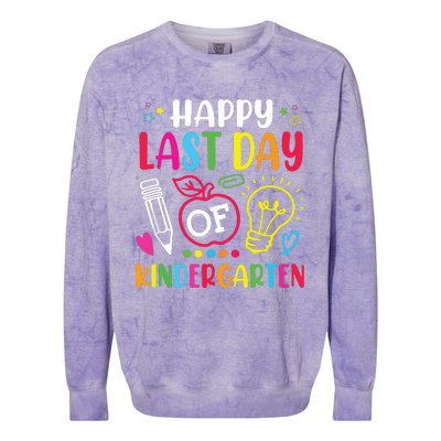 Happy Last Day Of Kindergarten School Funny Teacher Students Colorblast Crewneck Sweatshirt