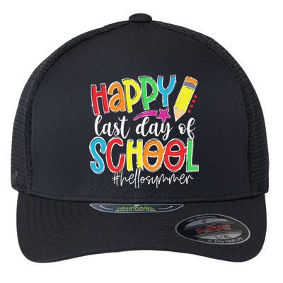 Happy Last Day Of School Teacher Graduation Last Day Flexfit Unipanel Trucker Cap