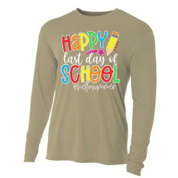 Happy Last Day Of School Teacher Graduation Last Day Cooling Performance Long Sleeve Crew