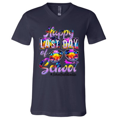 Happy Last Day Of School Sunglasses School Custodian Life V-Neck T-Shirt