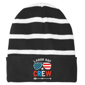 Happy Labor Day Crew Patriot Happy Labor Day Striped Beanie with Solid Band