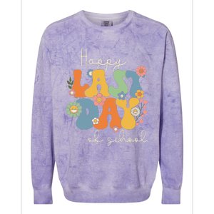 Happy Last Day Of School Graduation Groovy Teacher Student Colorblast Crewneck Sweatshirt