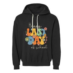 Happy Last Day Of School Graduation Groovy Teacher Student Garment-Dyed Fleece Hoodie