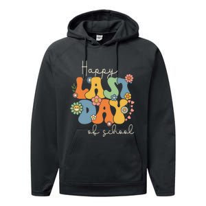 Happy Last Day Of School Graduation Groovy Teacher Student Performance Fleece Hoodie