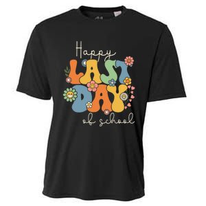 Happy Last Day Of School Graduation Groovy Teacher Student Cooling Performance Crew T-Shirt