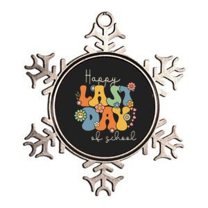 Happy Last Day Of School Graduation Groovy Teacher Student Metallic Star Ornament