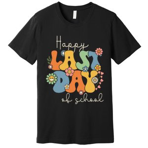 Happy Last Day Of School Graduation Groovy Teacher Student Premium T-Shirt