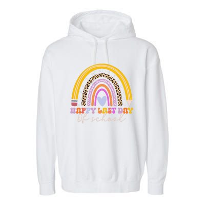 Happy Last Day Of School Teacher Student Graduation Rainbow Funny Garment-Dyed Fleece Hoodie