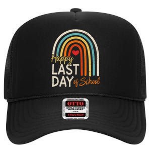 Happy Last Day Of School Teacher Student Graduation High Crown Mesh Back Trucker Hat