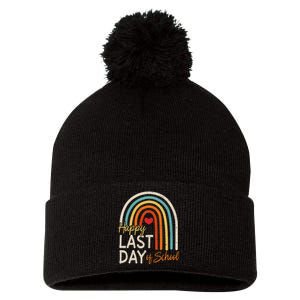 Happy Last Day Of School Teacher Student Graduation Pom Pom 12in Knit Beanie