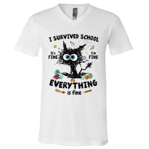 Happy Last Day Of School Teacher Student Graduation V-Neck T-Shirt