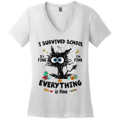 Happy Last Day Of School Teacher Student Graduation Women's V-Neck T-Shirt