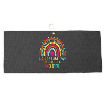 Happy Last Day Of School Teacher Student Graduation Rainbow Large Microfiber Waffle Golf Towel