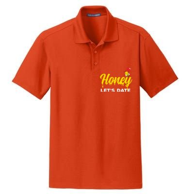 Honey Let's Date Funny Bee Couple Valentines Day Pun Gift Cool Gift Dry Zone Grid Polo