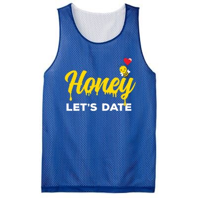 Honey Let's Date Funny Bee Couple Valentines Day Pun Gift Cool Gift Mesh Reversible Basketball Jersey Tank