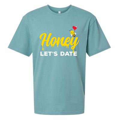 Honey Let's Date Funny Bee Couple Valentines Day Pun Gift Cool Gift Sueded Cloud Jersey T-Shirt