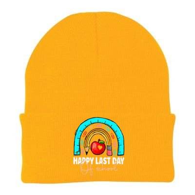 Happy Last Day Of School Teacher Student Graduation Rainbow Gift Knit Cap Winter Beanie