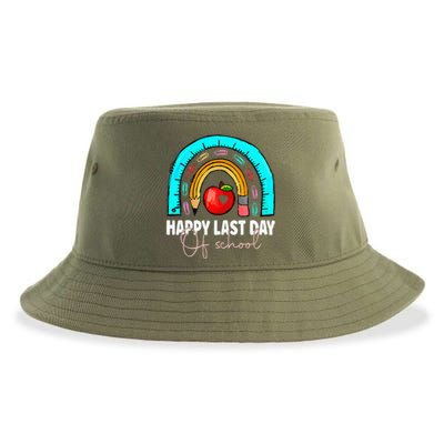 Happy Last Day Of School Teacher Student Graduation Rainbow Gift Sustainable Bucket Hat