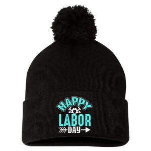 Happy Labor Day Gift Pom Pom 12in Knit Beanie