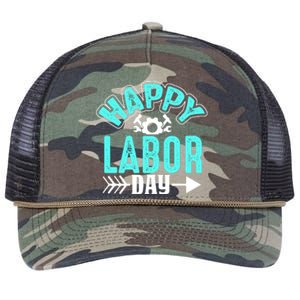 Happy Labor Day Gift Retro Rope Trucker Hat Cap