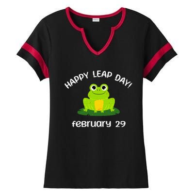 Happy Leap Day Year 2024 February 29th Funny Frog lovers Ladies Halftime Notch Neck Tee