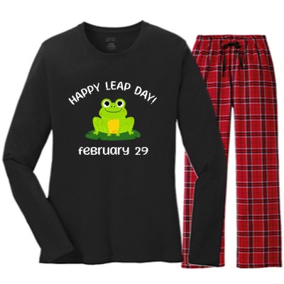 Happy Leap Day Year 2024 February 29th Funny Frog lovers Women's Long Sleeve Flannel Pajama Set 