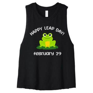 Happy Leap Day Year 2024 February 29th Funny Frog lovers Women's Racerback Cropped Tank