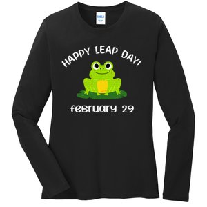 Happy Leap Day Year 2024 February 29th Funny Frog lovers Ladies Long Sleeve Shirt