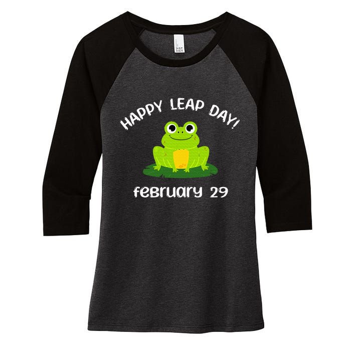 Happy Leap Day Year 2024 February 29th Funny Frog lovers Women's Tri-Blend 3/4-Sleeve Raglan Shirt