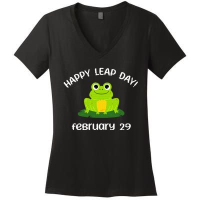 Happy Leap Day Year 2024 February 29th Funny Frog lovers Women's V-Neck T-Shirt