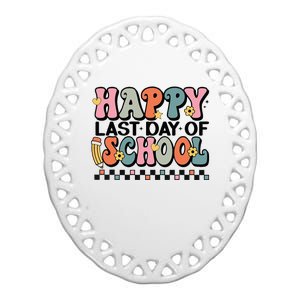 Happy Last Day Of School Teacher Student Graduation Ceramic Oval Ornament