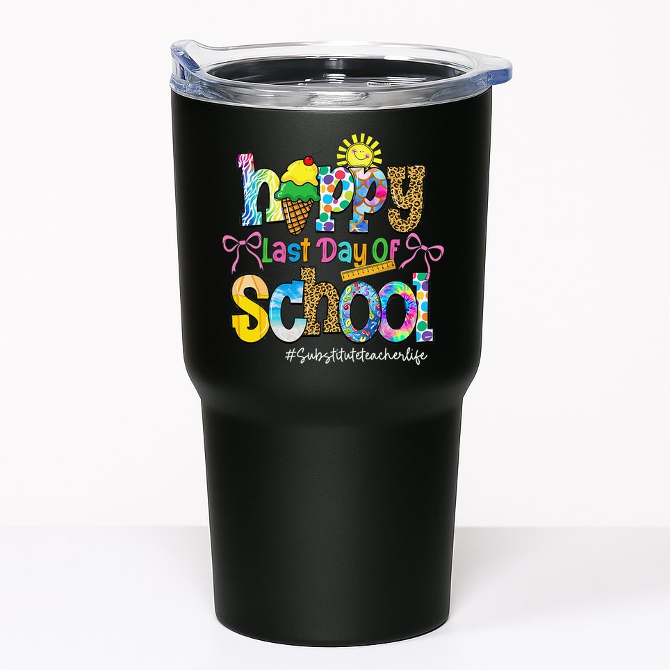 Happy Last Day Of School Substitute Teacher Life Leopard Tumbler