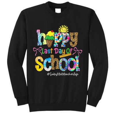 Happy Last Day Of School Substitute Teacher Life Leopard Tall Sweatshirt