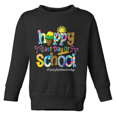 Happy Last Day Of School Substitute Teacher Life Leopard Toddler Sweatshirt