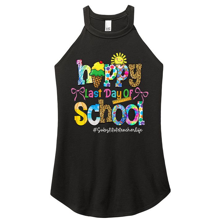 Happy Last Day Of School Substitute Teacher Life Leopard Women's Perfect Tri Rocker Tank