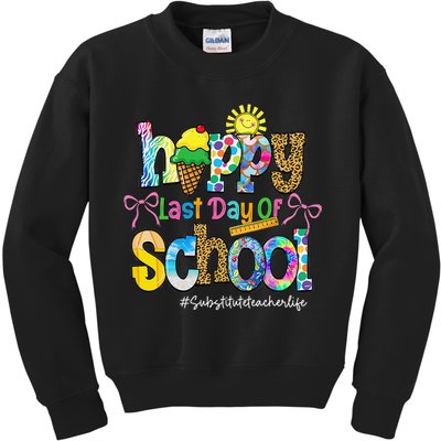 Happy Last Day Of School Substitute Teacher Life Leopard Kids Sweatshirt
