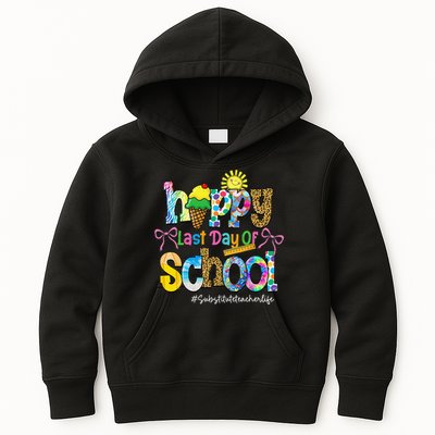 Happy Last Day Of School Substitute Teacher Life Leopard Kids Hoodie