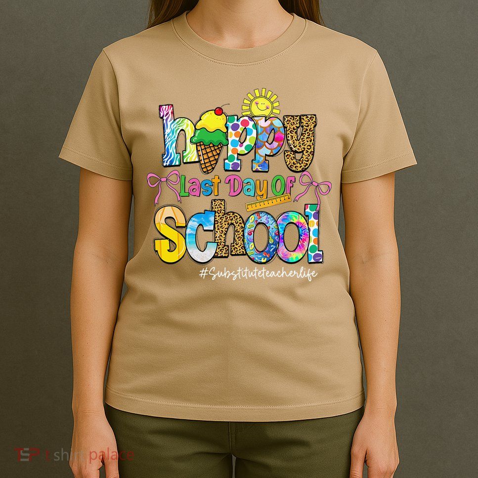 Happy Last Day Of School Substitute Teacher Life Leopard T-Shirt