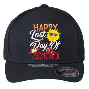 Happy Last Day Of School Teacher Student Graduation Summer Cute Flexfit Unipanel Trucker Cap