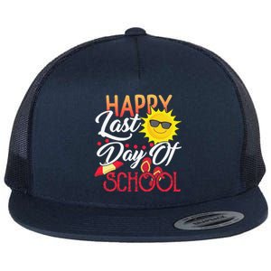 Happy Last Day Of School Teacher Student Graduation Summer Cute Flat Bill Trucker Hat