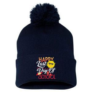 Happy Last Day Of School Teacher Student Graduation Summer Cute Pom Pom 12in Knit Beanie