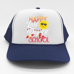 Happy Last Day Of School Teacher Student Graduation Summer Cute Trucker Hat